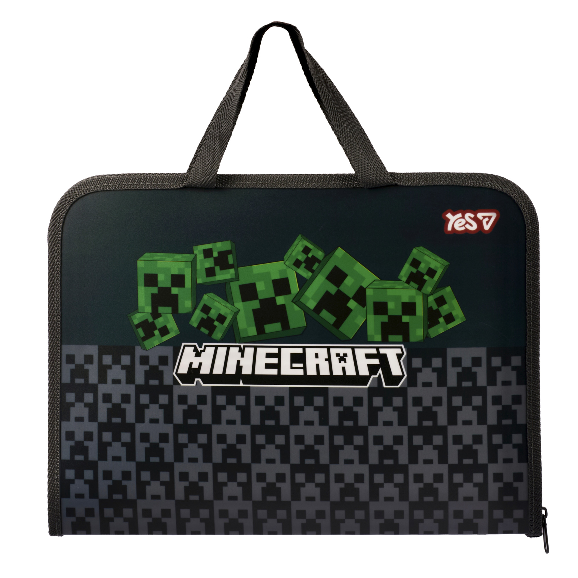 Папка-портфель А4+ на блискавці FC "Yes" /492355/ "Minecraft.Creepers" з ткан. ручк. (1/24/48)
