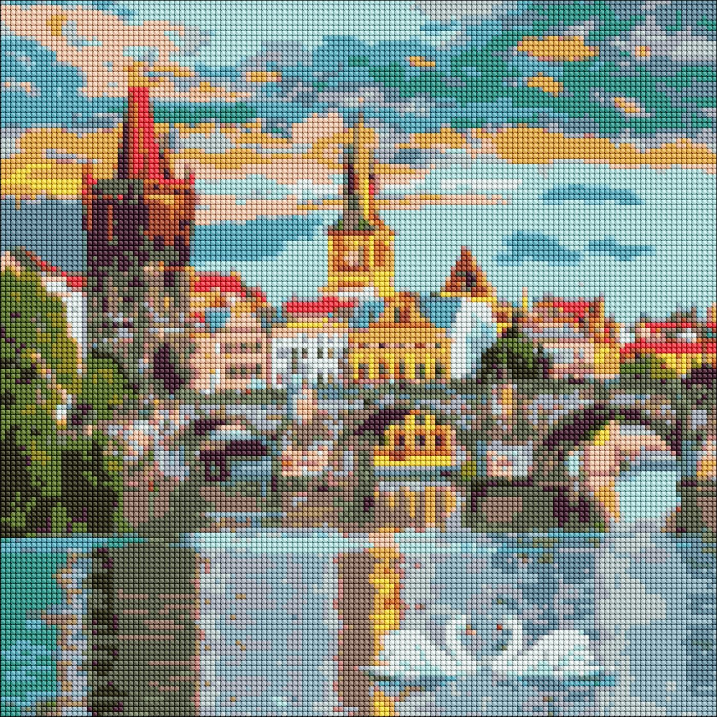 Алмазна мозаїка "Ідейка" /AMO7217/ "Вечірня Прага"  40х40см