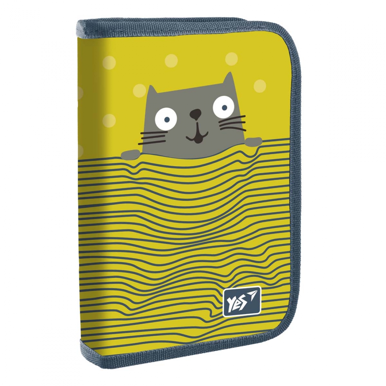 Pencil case solid "YES" /533424/ single with two valves HP-04 Kitty