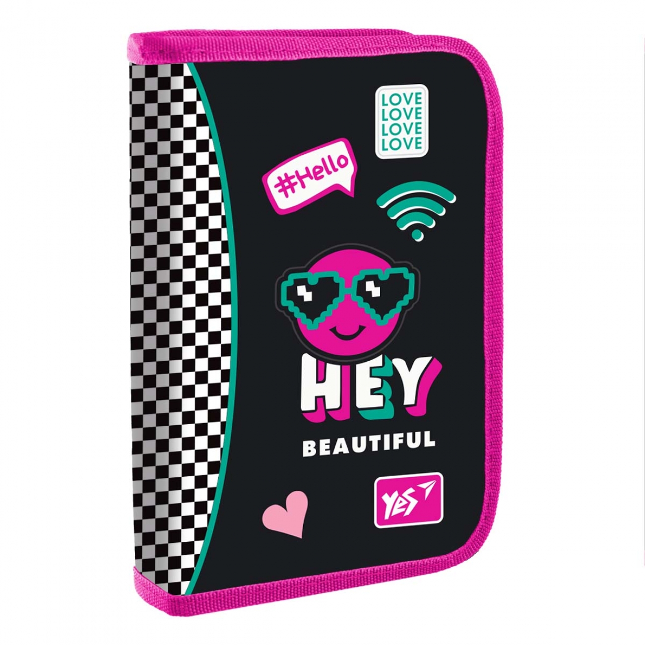 Pencil case solid "YES" /533423/ single with two valves HP-04 Lovely Smile