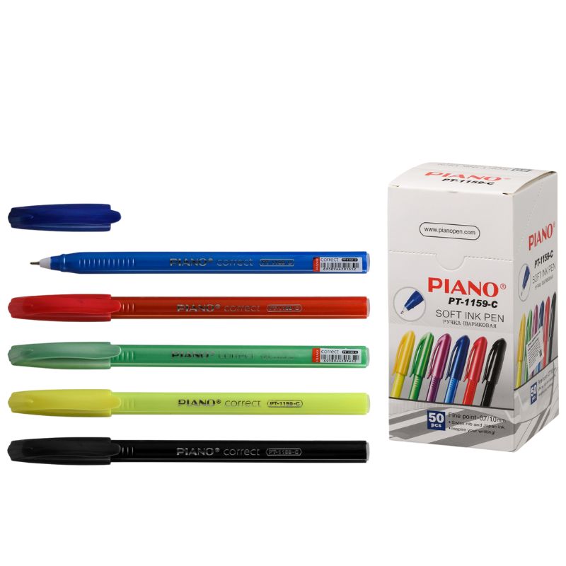 Oil pen "PIANO" PT-1159C "Correct" blue, TRIANGULAR, body quantity (50)