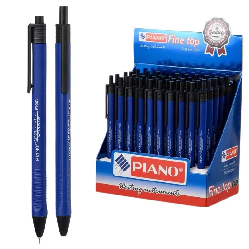 Automatic oil pen "PIANO" PT-203 "Smart soft" 0.7mm, blue (50)
