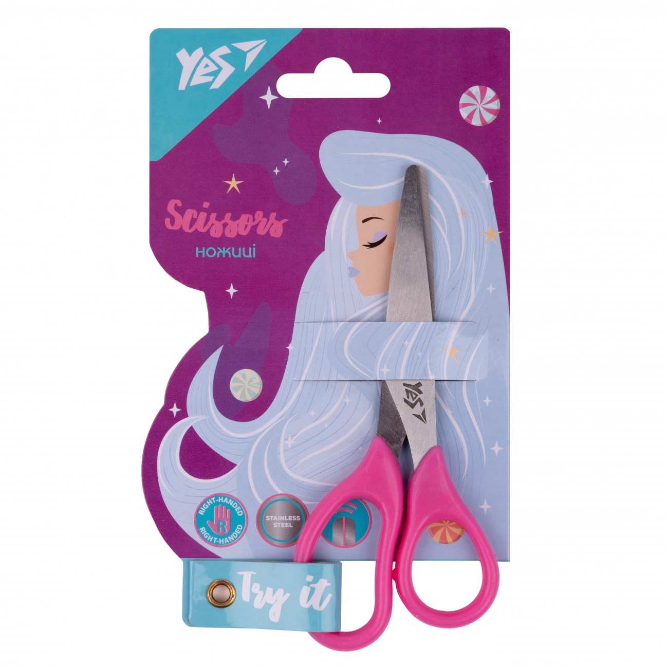 Ножиці "Yes" 13см /480421/ "Space Girl" (1/12/360)