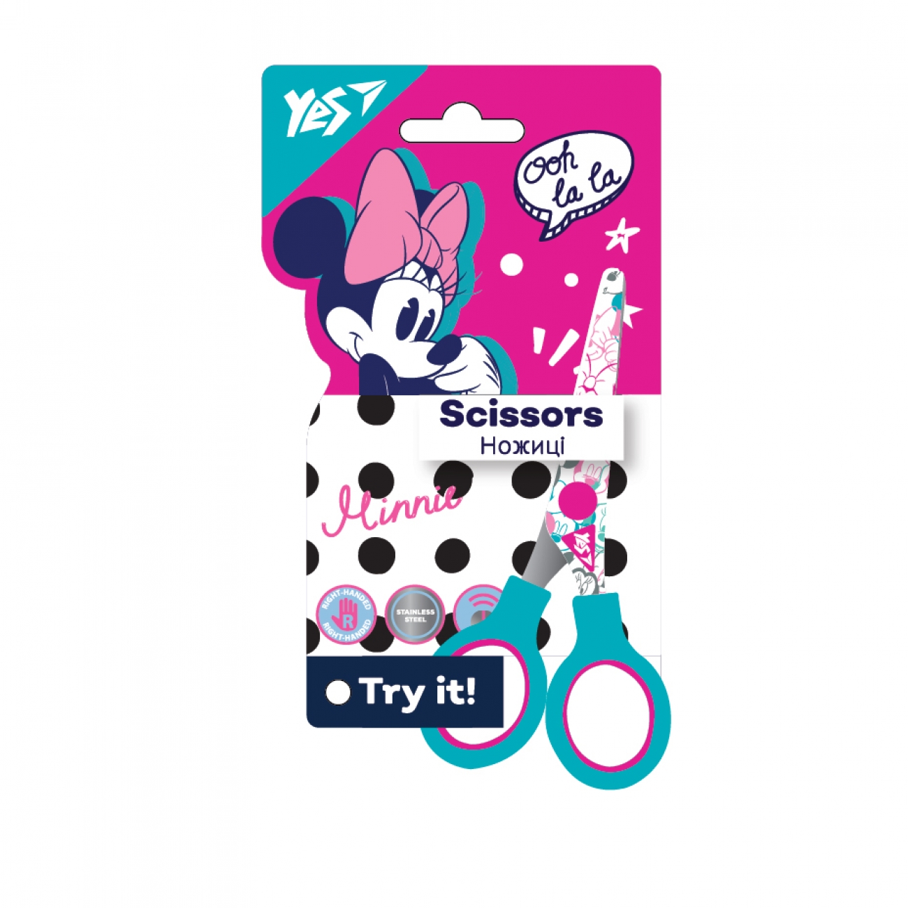 Ножиці "Yes" 13см /480416/ "Minnie Mouse" з принтом на лезі (1/12/360)