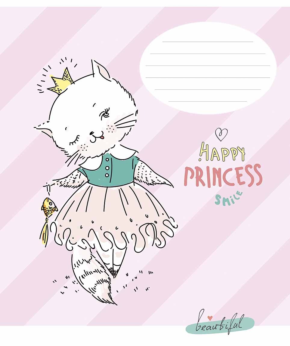 Student's notebook "Star" 12 sheets. == /3491L/ "Happy princess" glitter (girl) (30/360)