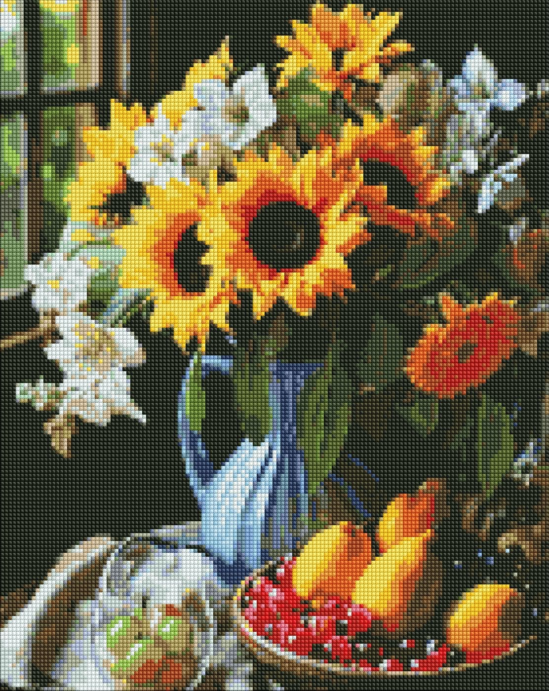 Diamond mosaic "Ideyka" /AMO7867/ "Still life with sunflowers" 40*50cm