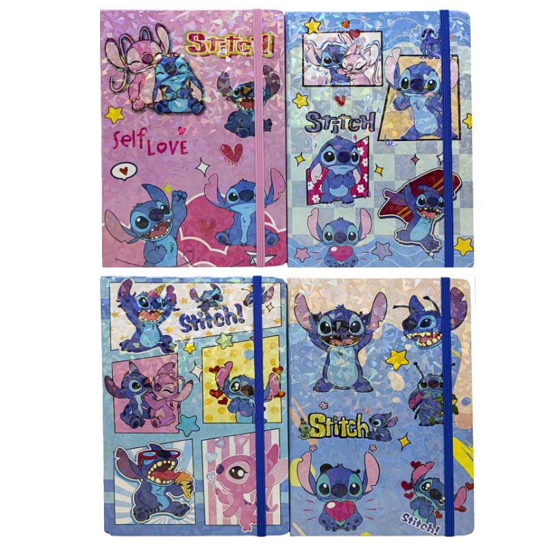 Notebook A5/80 sheets. /9036-85/ on elastic "Stitch" holographic # (1/12)