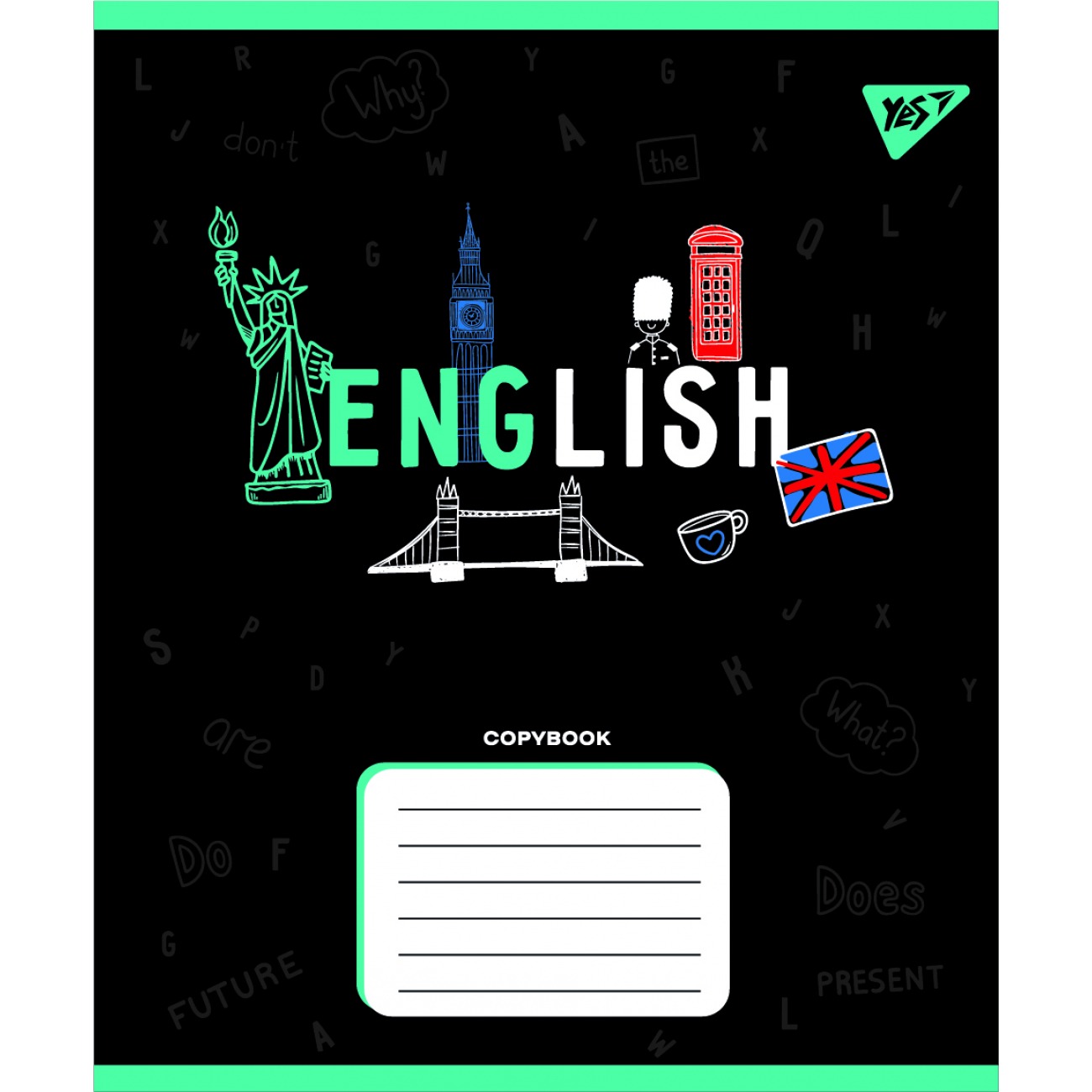 Student's notebook "YES" 48 sheets == /767475/ "ITEM - ENGLISH LANGUAGE (Black) selected hybrid varnish (5/200)