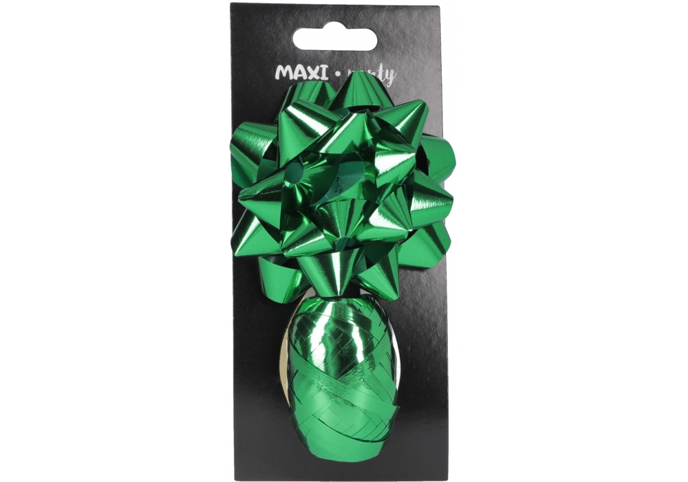 Ribbon and bow for gift wrapping "Maxi" /SB003-SP-Green/ green, bow d:8.89cm, ribbon 10m (1/24/144)