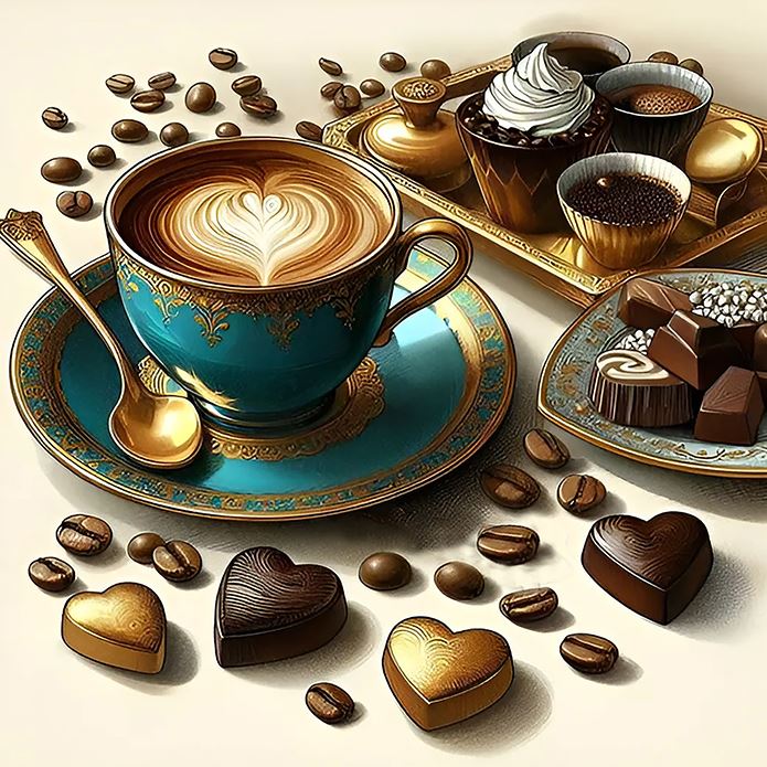 Diamond mosaic "Go to art" /187104/ "Coffee for lovers" 30*30 cm
