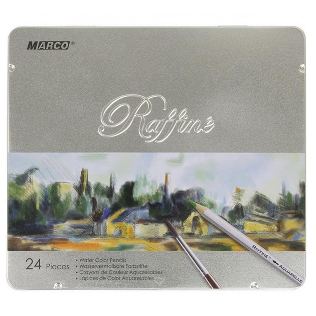 Colored watercolor pencils "Marco Raffine" 24 pcs. /7120-24TN/ metal pencil case (6/36)