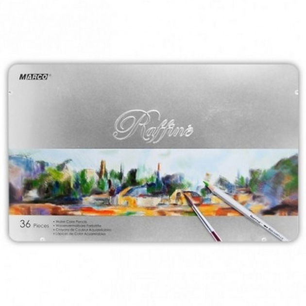 Colored watercolor pencils "Marco Raffine" 36 pcs. /7120-36TN/ metal pencil case (4/24)