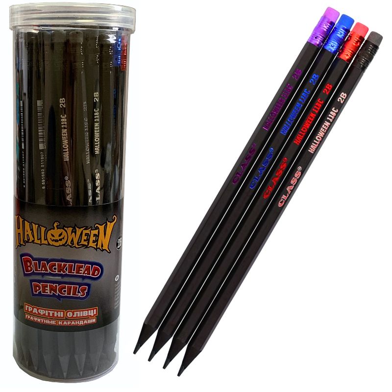 Pencil "CLASS" /118/ "Halloween" 2B with eraser in a tube (48/288)