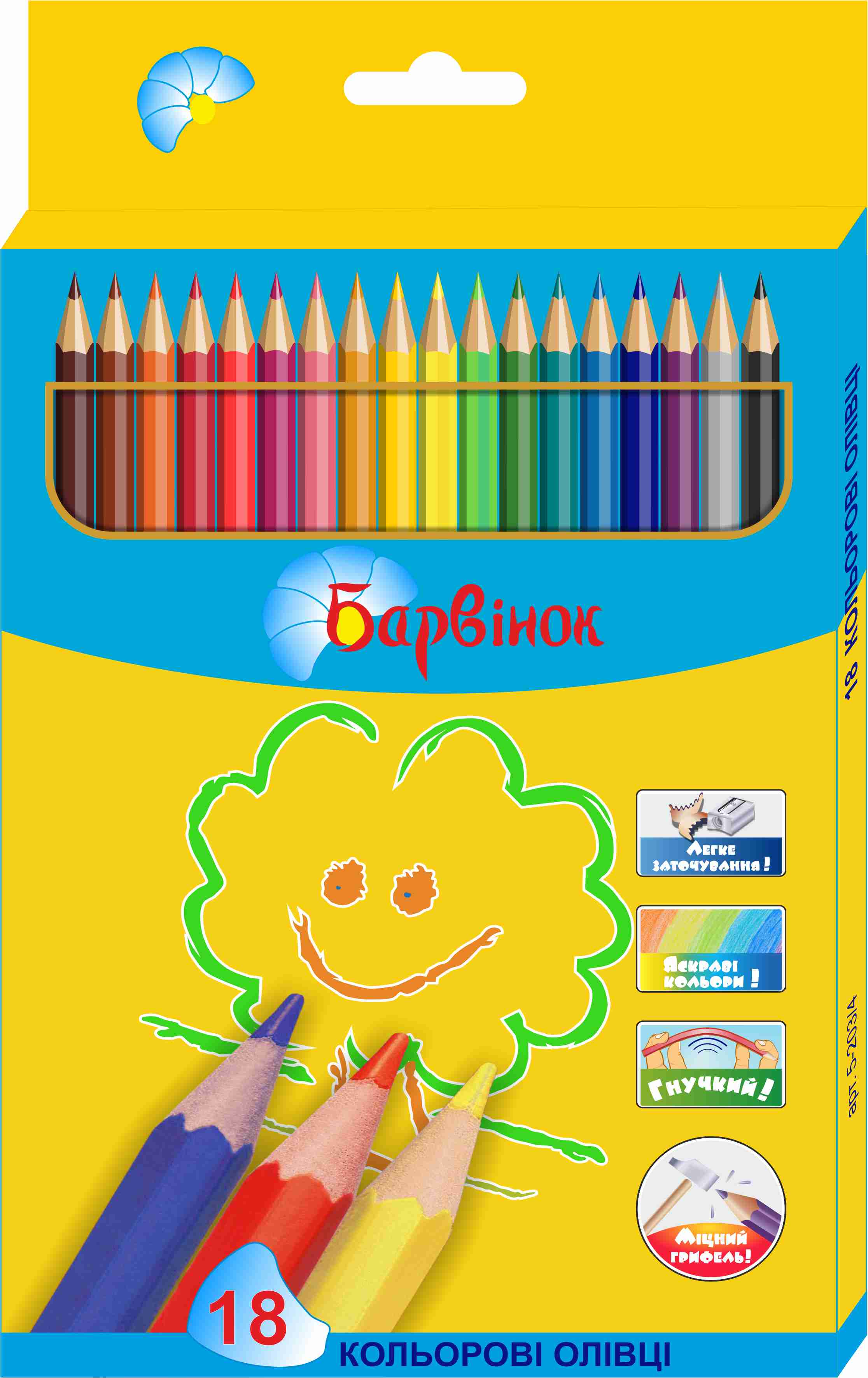 Colored pencils "Pervinok" 18 pcs. / 5-203/4 / PLASTIC (8/160)