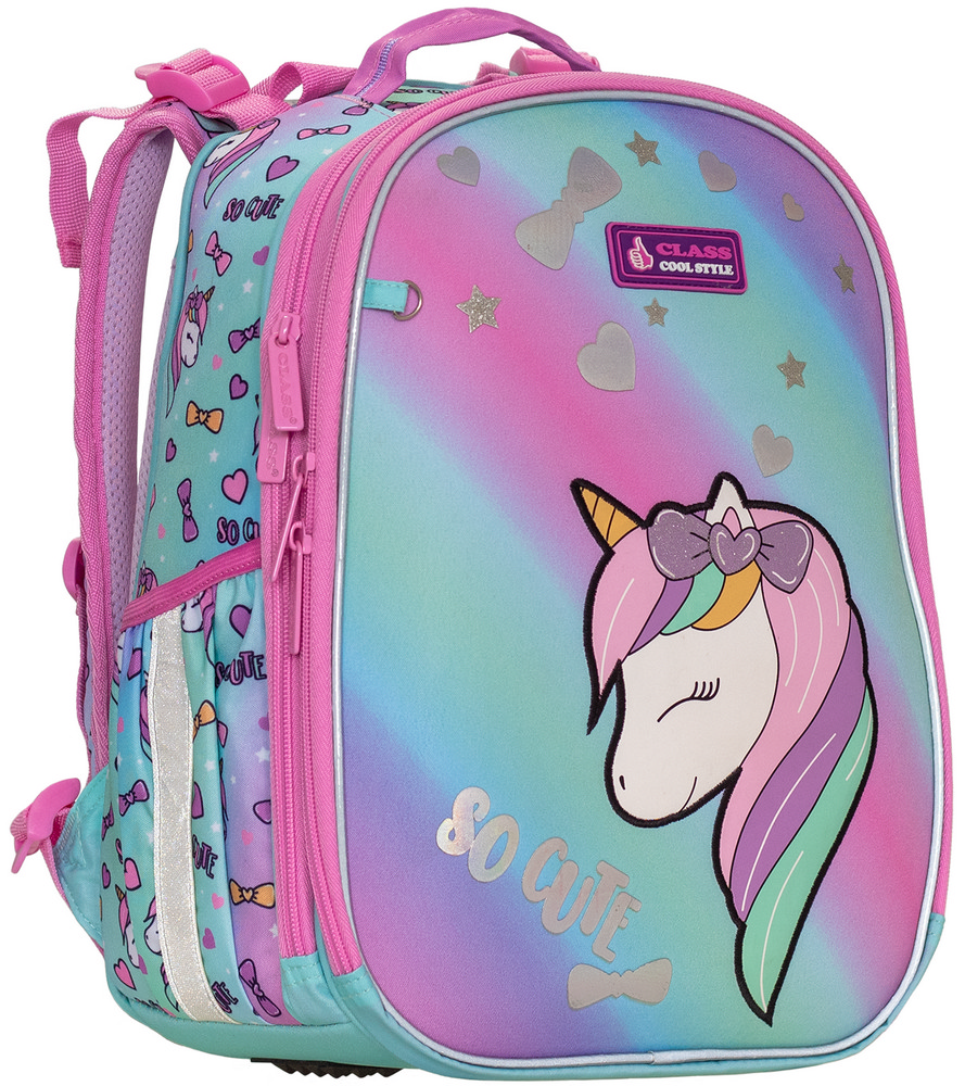 Backpack "CLASS" /2505C/ SchoolCase Mini 2 compartments, 35x27x16cm, "Cute Unicorn"
