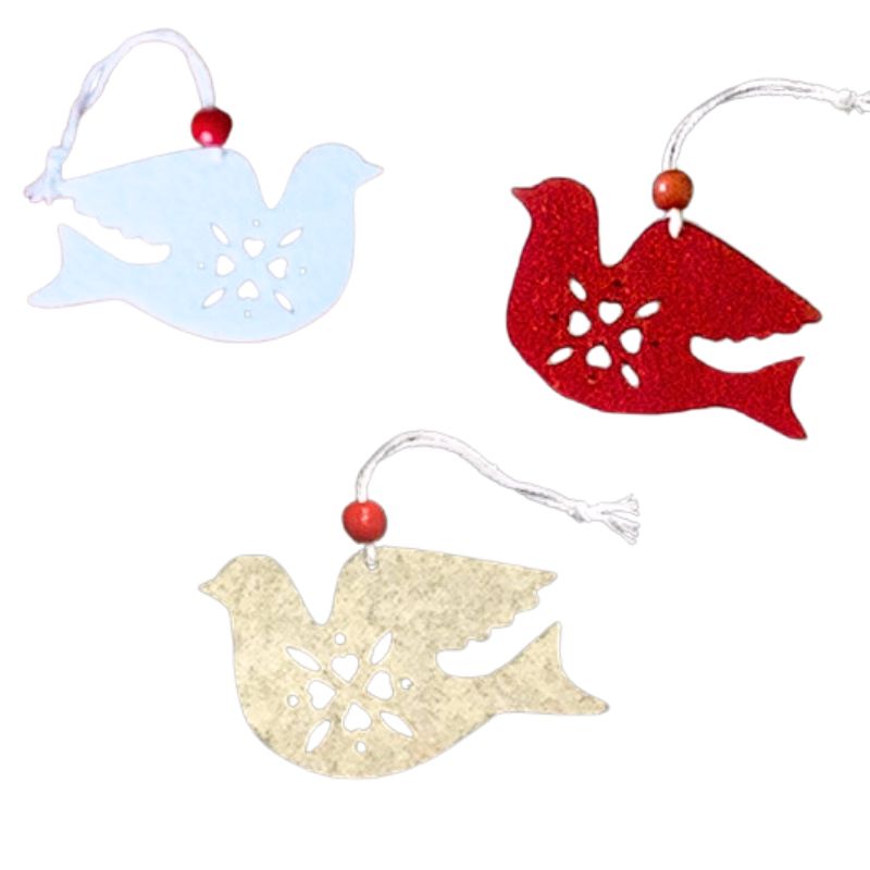 New Year's pendant "Diamond handles" /125052/ "Bird", 10 cm, felt, mixed colors