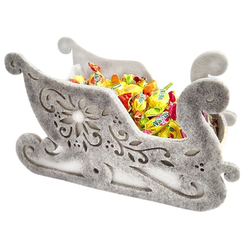 Candy box "Diamond handles" /230101/ "Sanchata" 19*11*9 cm, gray, felt