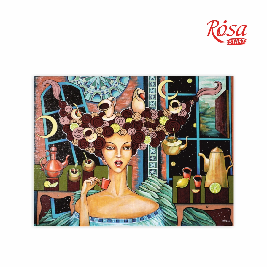 Painting on cardboard with contour "ROSA START" 30*40 "Lemon coffee with a taste of intrigue" /496/ A. Navrotska WITHOUT PAINTS