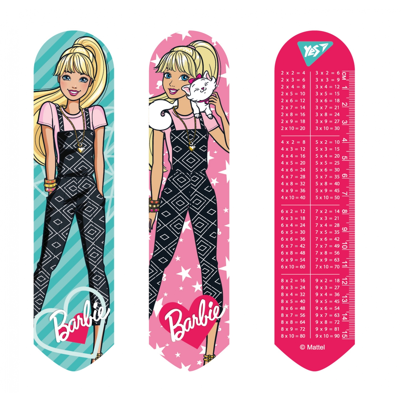Закладки 2D "Yes" /707354/ "Barbie" + лін. + табл. множ., 19*4,5 см (1/100)