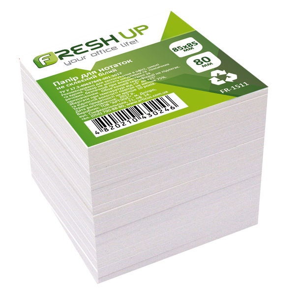 The white block is NOT glued. Fresh Up 85*85*800 sheets. 55g/m2 FR-1511 (1/18)