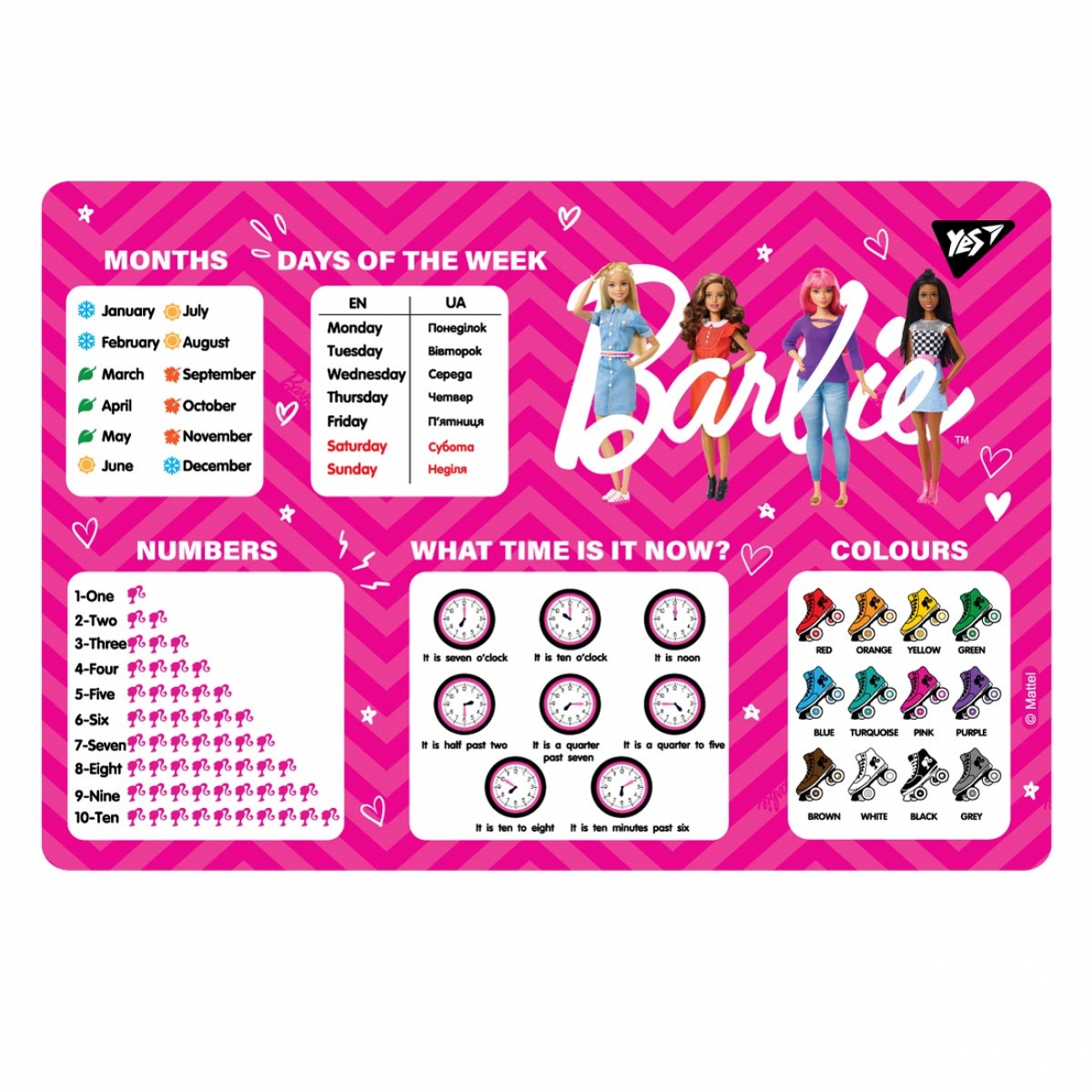 Підкладка настільна 43*29см "YES" /492056/ "Barbie" (англ) (1/10/200)