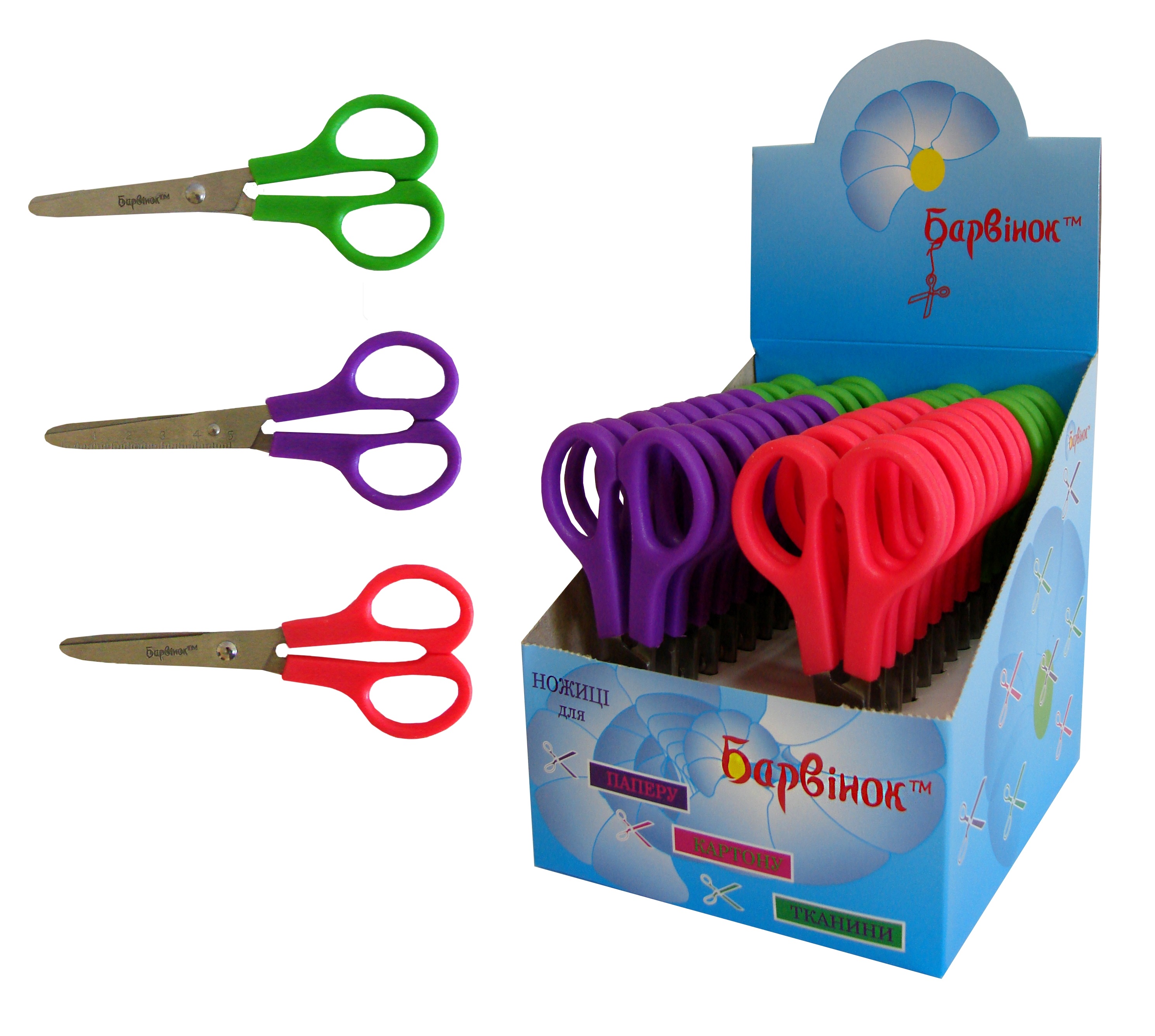 CHILDREN'S Scissors "Pervinok" /5-301/ 12.7 cm, with ruler (24/48/288)