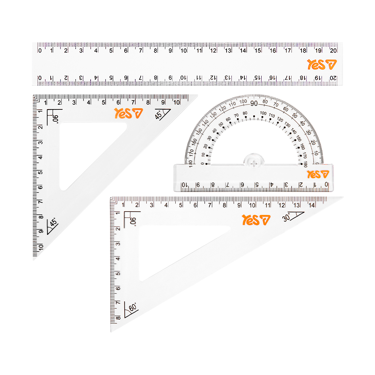 Набір лінійок "Yes" /370741/ (4 предм.) "Orange Line" , лінійка 20 см (1/24/288)