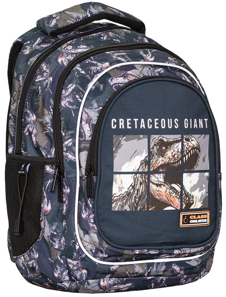 Backpack "CLASS" /2523C/ SchoolMax 3 compartments, 39x29x17cm, "T-Rex"