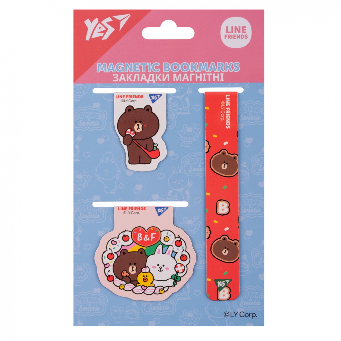 Закладка-магніт "YES" /708358/ "Line Friends", 3 шт (1/10/50)