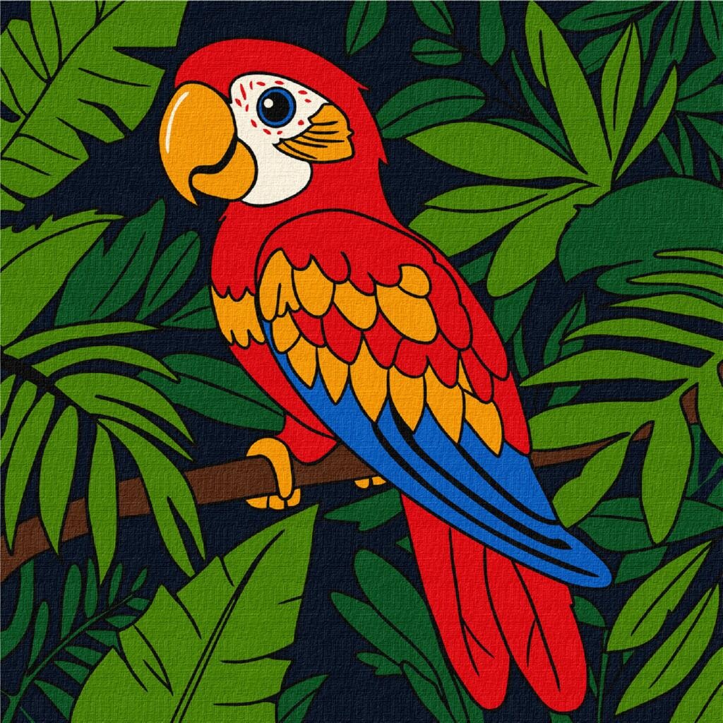 Painting by numbers "Ideyka" /KHO6297/ "Bright parrot" 25*25cm