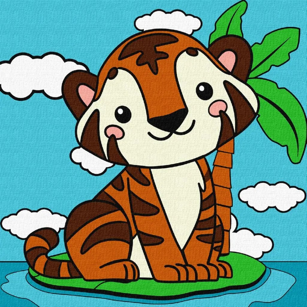 Painting by numbers "Ideyka" /KHO9068/ "Cute tiger cub" 25*25cm
