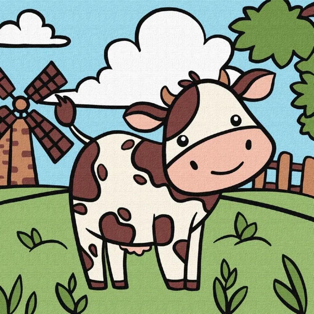 Painting by numbers "Ideyka" /KHO9073/ "Funny cow" 25*25cm