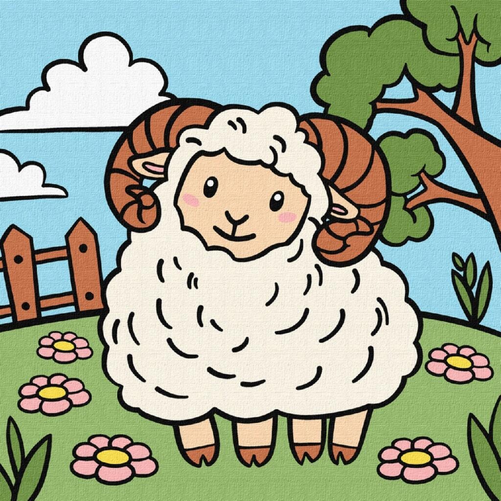 Painting by numbers "Ideyka" /KHO9075/ "Lamb" 25*25cm