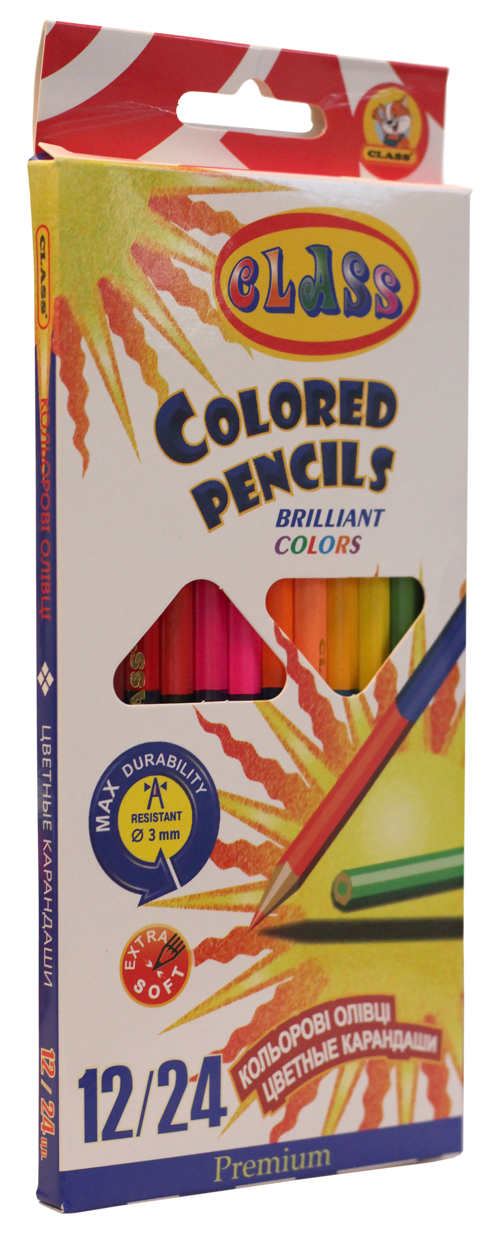 Colored pencils "CLASS" 24 colors/12 pcs. /1612/24/2 PREMIUM TWO-SIDED (1/12/240)