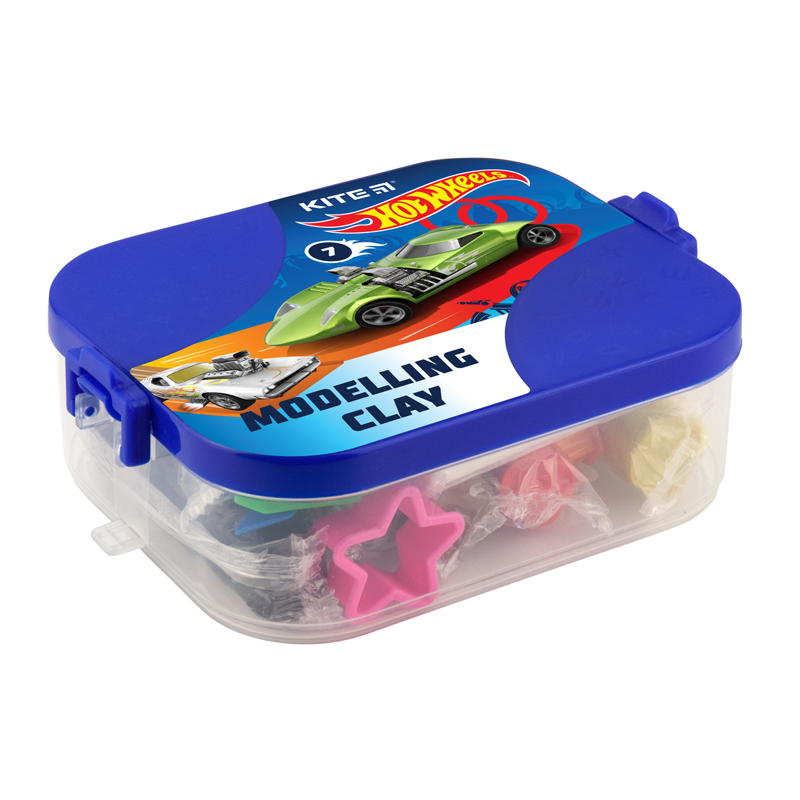 Пластилін "Kite" /HW22-080/ 7 кол. у боксі, 380 г+8 інстр. "Hot Wheels" (1/24)
