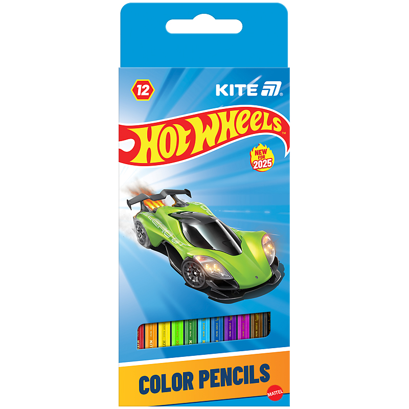 Олівці кольорові "Kite" 12 кол. /HW25-051/ Hot Wheels (1/12)