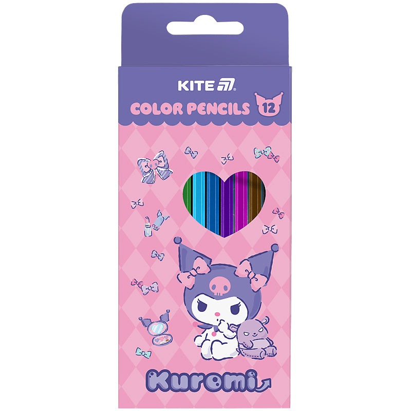 Олівці кольорові "Kite" 12 кол. /HK25-053/ тригранні, Kuromi Куромі (1/12)