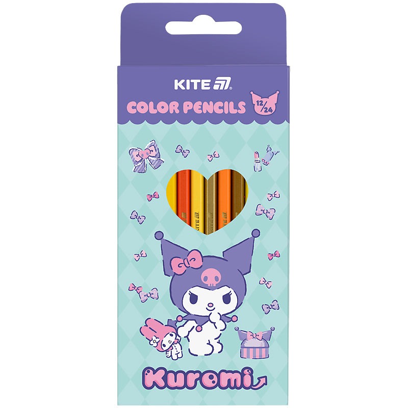 Олівці кольорові "Kite" 24 кол./12шт. /HK25-054-2/ ДВОСТОРОННІ, Kuromi Куромі (1/12)