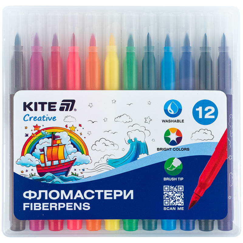Felt-tip pens-brushes "Kite" 12 pcs. /K-1150/ Creative (1/12)