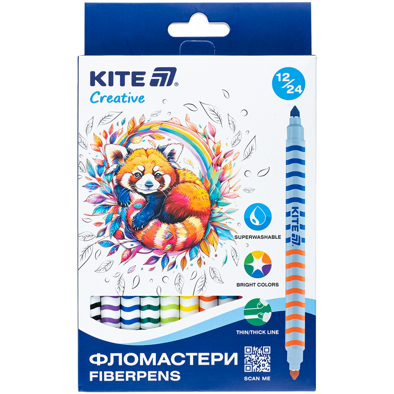 Felt-tip pens "Kite" 12 pcs/24 pcs. /K-1151/ DOUBLE-SIDED, Creative (1/12)
