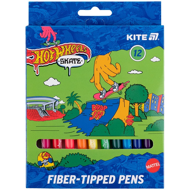 Felt-tip pens "Kite" 12 pcs. /HW25-447-2/ Hot Wheels Skate (1/24)