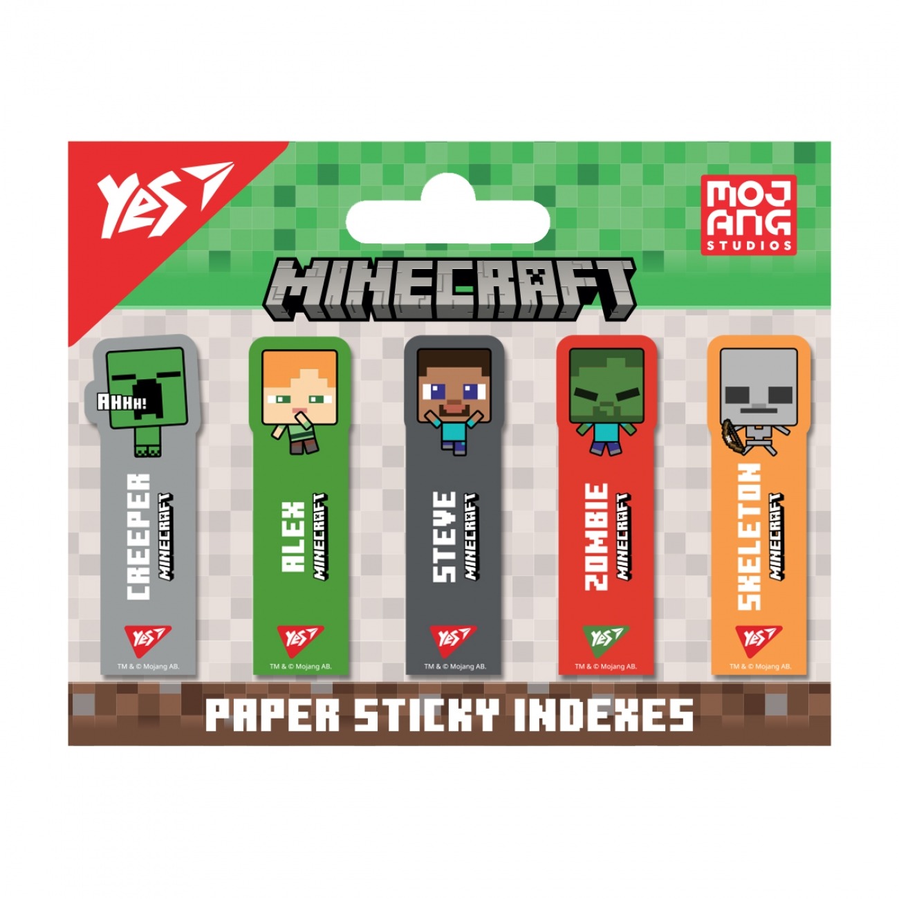 Індекс регістри "YES " /170409/ ПАПЕРОВІ "Minecraft", 55*15мм  (5диз.*20арк.) (1/24/288)