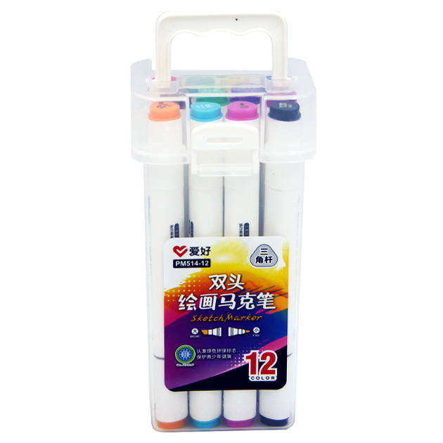 Sketch Marker double-sided "AIHAO" /PM514-12/ triangular. 12 pcs/set (1/2/56)