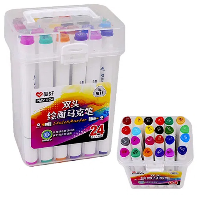 Sketch Marker double-sided "AIHAO" /PM514-24/ triangular. 24pcs/set (1/30)