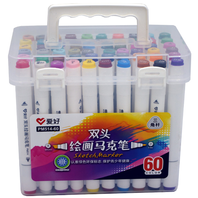 Sketch Marker double-sided "AIHAO" /PM514-60/ triangular. 60 pcs/set (1/12)