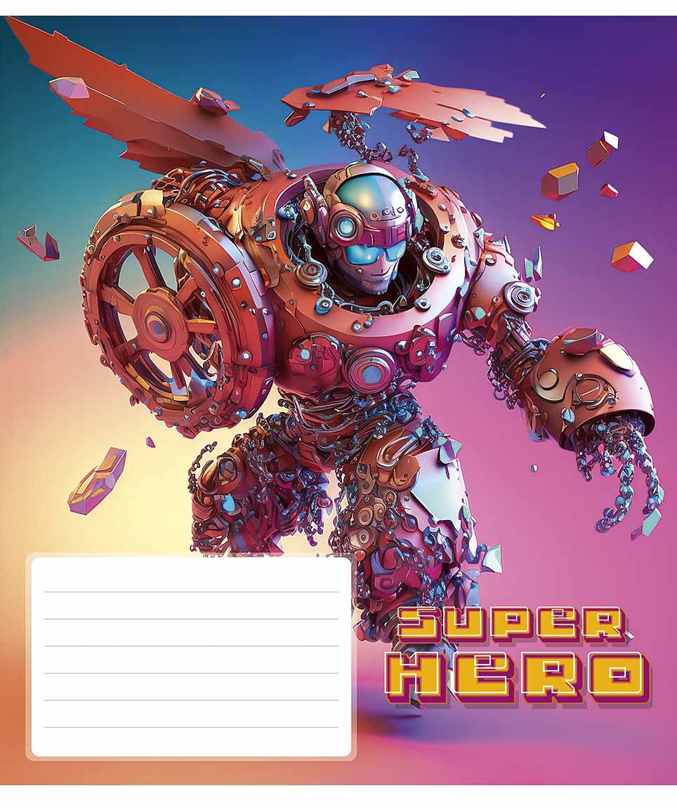Student's notebook "Star" 12 sheets # /3298K/ "Super hero" VD varnish (boy) (30/360)