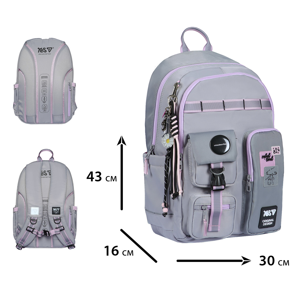 School backpack "YES" /550479/ TS-43L Rebel Soul 43*30*16cm (1/12)