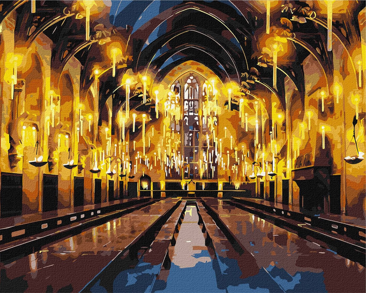 Paint by number "Ideyka" /KHO5233/ "Harry Potter: Great Hall with metallic colors" 40*50cm
