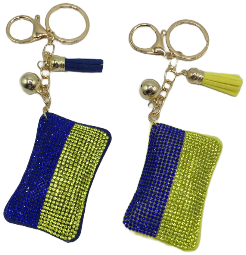 Rhinestone keychain /135-24-UA/ "Flag of Ukraine" 6.5 cm, mix (12/360)