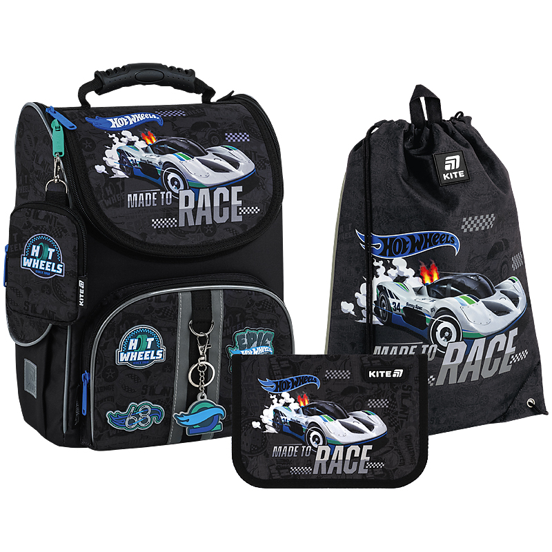Set "Kite" /SET_HW25-501S/ backpack + pencil case + shoe bag 501 Hot Wheels (1/8)